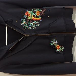 Miss Me Embroidered Floral Rhinestone full zip Hoodie